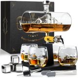 Whisiskey Whiskey Karaf - Luxe Whisky Karaf Set Zeilschip - 1L - Decanteer Karaf - Incl. Accessoires