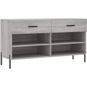 The Living Store Schoenenbank - Grijs Sonoma Eiken - 102 x 35 x 55 cm - Trendy en praktisch