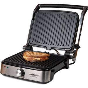 Safecourt Kitchen Contactgrill Compact Cg200 - Tosti Apparaat - Grill Apparaat - Uitneembare Platen - Rvs