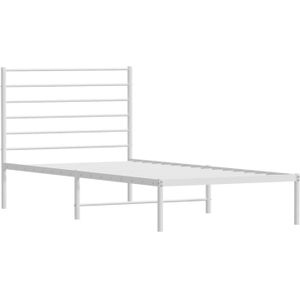 vidaXL Bedframe met hoofdbord metaal wit 100x190 cm