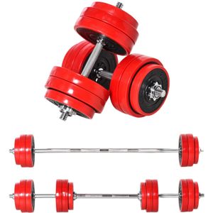 Dumbbell set - Barbell set - Halter - Gewichten - Halterset - Halters - Halterstang met gewichten - 30 Kg