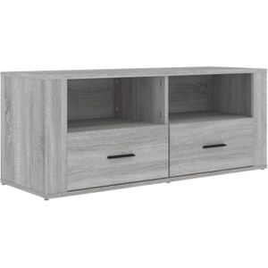 VidaXL-Tv-meubel-100x35x40-cm-bewerkt-hout-grij - onoma-eikenkleurig