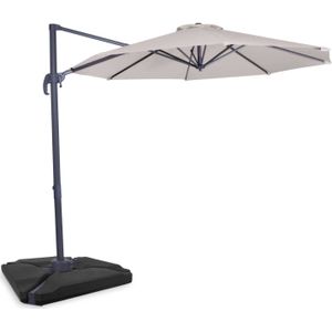 VONROC Zweefparasol Bardolino Ø300cm – Premium parasol - Beige Incl. 4 vulbare tegels