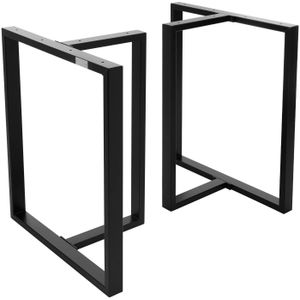 Tafelpoten Set van 2 T-vorm 60x72 cm Zwart Staal ML-Design