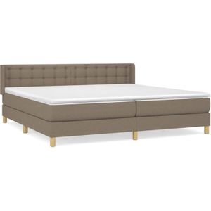 The Living Store Boxspringbed - Taupe - 203 x 183 x 78/88 cm - Pocketvering Matras - Middelharde ondersteuning -