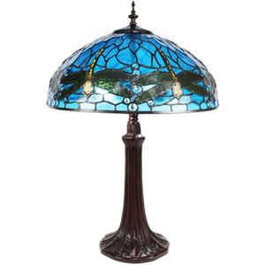 Clayre & Eef Blauwe Tafellamp Tiffany Ø 41*57 cm E27/max 2*40W 5LL-9337BL