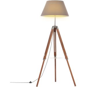 The Living Store Retro Vloerlamp - Houten Lamp - Vintage Ontwerp - Driepoot - Hoogte 100-141 cm - E27 Fitting - Max -