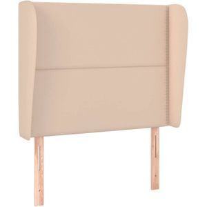 vidaXL Hoofdbord met randen 103x23x118/128cm kunstleer cappuccinokleur