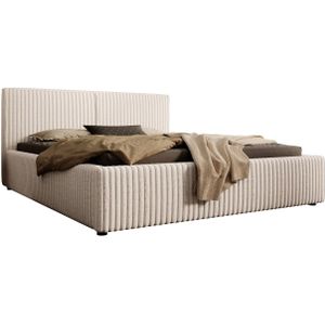 Meubella Tweepersoonsbed Infinity - Beige - Fluffy ribstof - 160x200 cm