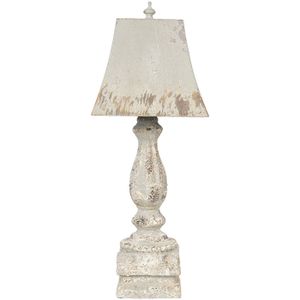 HAES DECO - Tafellamp - Shabby Chic - Vintage / Retro Lamp, 27x27x70 cm - Bureaulamp, Sfeerlamp, Nachtlampje