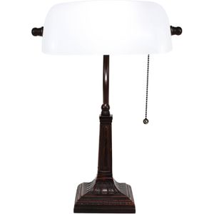HAES DECO - BankierslampTafellamp Wit 26x16x40 cm Fitting E27 / Lamp max 1x40W