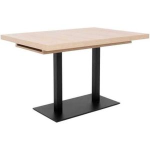 ORLANDO Uitschuifbare eettafel - Industriële stijl - Sonoma en zwart eiken decor - L 120-200 x D 80 x H 75 cm