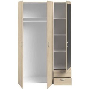 Varia Cabinet - Chene Decor - 3 deuren + spiegel + 2 laden - L 120 x H 185 x D 51 cm - Parisot