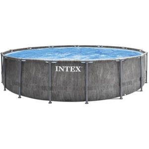 Intex Baltik Frame Pool - Houtlook zwembad -  457x122 cm - met pomp en accessoires