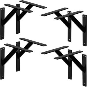 ML-Design 8 stuks plankdrager 240x240 mm, zwart, aluminium, zwevende plankdrager, plankdrager, wanddrager voor