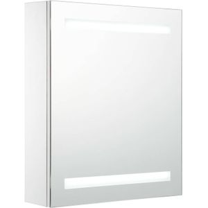 The Living Store LED-wandspiegelkast - 50 x 13.5 x 60 cm - wit/zilver - MDF met melamine-afwerking