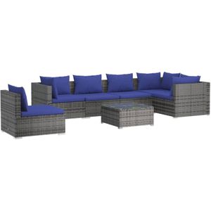The Living Store Loungeset - Modulair Design - Grijs - PE-rattan - Stalen Frame