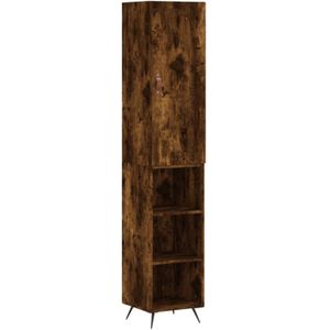 vidaXL Hoge kast 34,5x34x180 cm bewerkt hout gerookt eikenkleurig