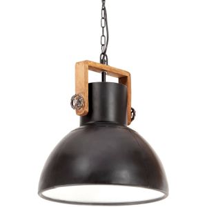 The Living Store Hanglamp Industrieel - IJzer/Mangohout - 40 x 47 cm - 123 cm hoogte