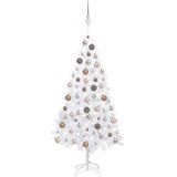 vidaXL Kunstkerstboom met verlichting en kerstballen 150 cm PVC wit