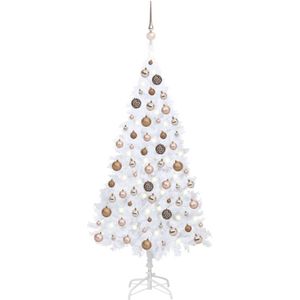 vidaXL Kunstkerstboom met verlichting en kerstballen 150 cm PVC wit