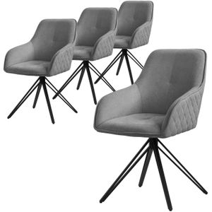 ML-Design eetkamerstoelen draaibaar set van 4, textiel geweven stof, grijs, woonkamerstoel met armleuning/rugleuning,