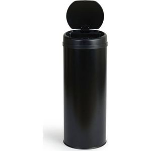 Umuzi Cleaning - Zwart Prullenbak - 50 Liter - Met Sensor - RVS & ABS - Recyclen - 30 x 30 x 77 cm