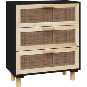 VidaXL-Dressoir-60x30x70-cm-massief-grenen-hout-en-rattan-zwart