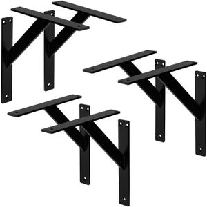 ML-Design 6 stuks plankdrager 240x240 mm, zwart, aluminium, zwevende plankdrager, plankdrager, wanddrager voor