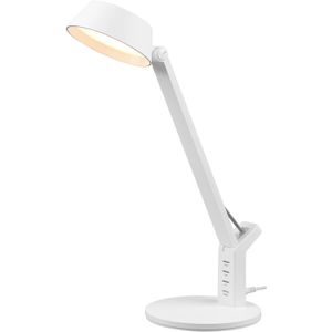 LED Bureaulamp - Trion Avvan - 5W - Aanpasbare Kleur - USB Oplaadbaar - Dimbaar - Rond - Mat Wit - Kunststof