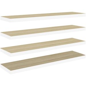 vidaXL-Wandschappen-zwevend-4-st-90x23,5x3,8-cm-MDF-eikenkleurig-wit