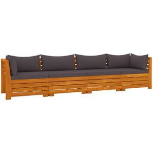 The Living Store Loungebank Middel - Massief acaciahout - 68 x 68 x 60 cm - Donkergrijs