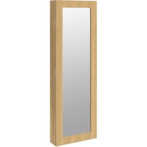 The Living Store Sieradenkast met spiegel - Trendy opbergoplossing - 30 x 8.5 x 90 cm - Duurzaam materiaal