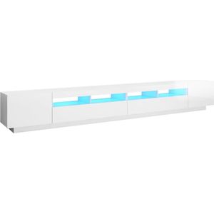The Living Store TV meubel Hoogglans wit LED RGB verlichting - 300 x 35 x 40 cm - USB aansluiting