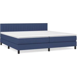 The Living Store Boxspringbed - Comfort Sleep - Bed - 203x200x78/88 - Blauw - Stof (100% polyester) - Multiplex -