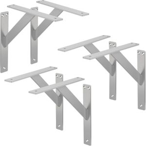ML-Design 6 stuks plankdrager 240x240 mm, zilver, aluminium, zwevende plankdrager, plankdrager, wanddrager voor