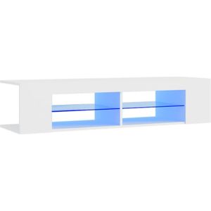The Living Store tv-meubel New York - TV-meubels - 135 x 39 x 30 cm - wit - RGB LED-verlichting