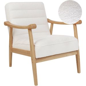 Beliani LEKNES - Fauteuil-Wit-Bouclé