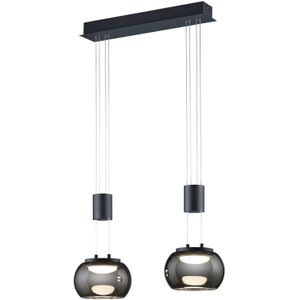 LED Hanglamp - Hangverlichting - Trion Maliba - 16W - 2-lichts - Warm Wit 3000K - Dimbaar - Rechthoek - Mat Zwart -