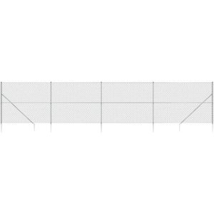 vidaXL Gaashek met grondankers 2,2x10 m zilverkleurig