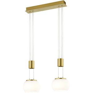 LED Hanglamp - Hangverlichting - Trion Maliba - 16W - 2-lichts - Warm Wit 3000K - Dimbaar - Rechthoek - Mat Goud -