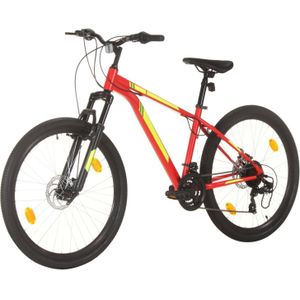 The Living Store VTT Bike - 27.5 inch - Stalen frame - Verende voorvork - Aluminium velgen - 21 versnellingen - Rood