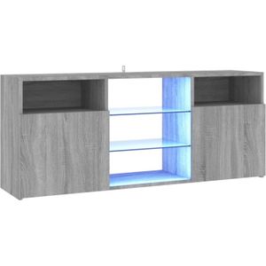 The Living Store TV-meubel - LED-verlichting - Grijs Sonoma Eiken - 120x30x50cm