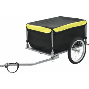 vidaXL Fietstrailer 65 kg zwart en geel
