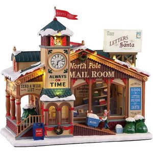Lemax - 'North Pole Mail Room' - Verlicht gebouw met animatie & muziek/geluid - Inclusief adapter
