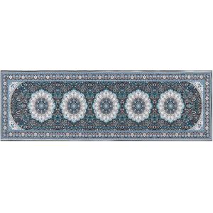 GEDIZ - Loper tapijt - Blauw - 80 x 240 cm - Polyester