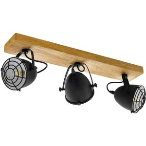 EGLO Gatebeck - wand/plafondlamp - 3-lichts - E14 - hout/zwart
