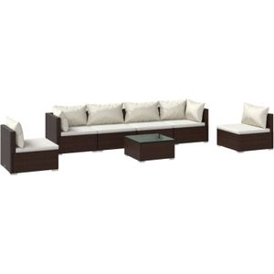 The Living Store loungeset - Modulair bruin PE-rattan - Stevig frame - Hoogwaardig materiaal - 4x middenbank - 2x