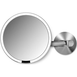 Simplehuman - Spiegel met Sensor 20 cm 5x Vergroting Wandbevestiging Netstroom - Roestvast Staal - Zilver