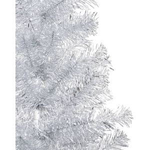 The Living Store Kunstkerstboom - Glanzend Zilver - 180 cm - MET LED-lichtslinger en Kerstballen